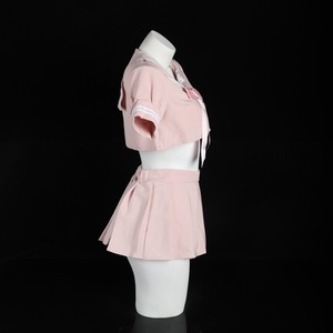 Ensemble uniforme de marin rose pour femme Lemon Story, jupe plissée à manches courtes, tenue scolaire en satin respirant, costume de jeu de rôle mignon et féminin - Product Image 3