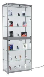 Modern Jewelry Aluminum Frame Tempered Glass Display Showcase LED Light Polished <b>Lockable</b> Vitrine <b>Cabinet</b> for Retail Home Smoke - Product Image 6