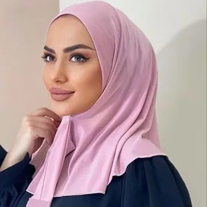 Nieuwe Moslim Womenturkish Klaar Om Hijab Te Dragen Met Snap Sluiting Moslim Hoofddoek Jersey Modale Hijab Caps Met Knoop Turba