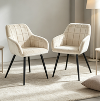 Chaise de salle à manger en velours nordique avec accoudoirs, mobilier de maison, chaise d'appoint rembourrée, pieds en métal noir, chaise d'appoint pour salon