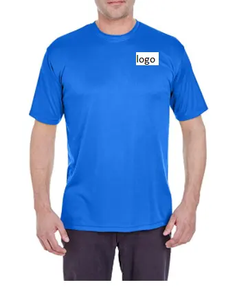 Vente en gros de t-shirt de performance de base pour hommes Cool Dry 100% polyester anti-humidité résistant aux pilules résistant aux accrocs coupe décontractée