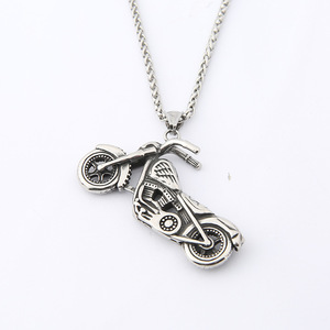 Yunnique – collier pendentif moto en acier inoxydable, chaîne 3.0x60CM, bijoux à la mode pour hommes et femmes - Product Image 5