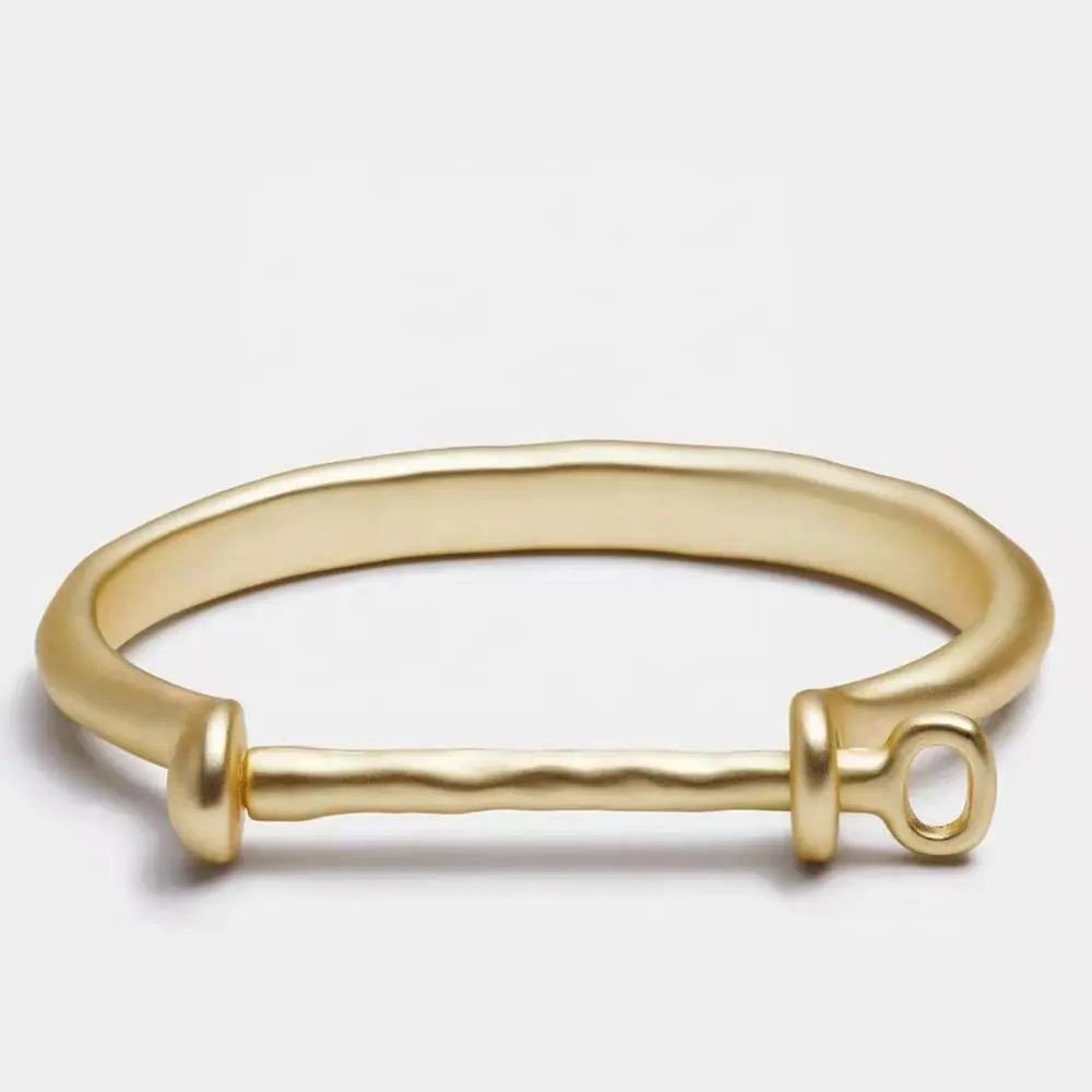 Spanish Style Zamak Antique Silver Bracelet Smooth Polished Open Cuff Bangle Gold Women Jewelry style