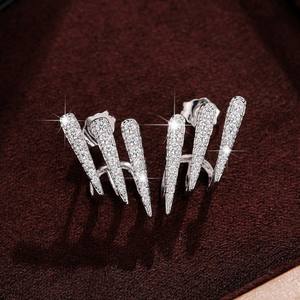 Pendientes de oro blanco con forma de pico y diamantes de imitación de cristal, estilo punk para mujer, joyería de moda para fiesta, aleación chapada en plata - Product Image 5