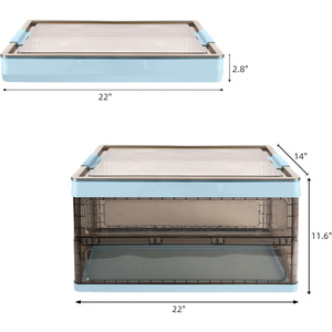 Five-Door Foldable PP+ABS <b>Storage</b> <b>Box</b> Clear Plastic Wheels for Bathroom Bedding Travel-<b>Collapsible</b> Multifunctional <b>Storage</b> Bins - Product Image 2