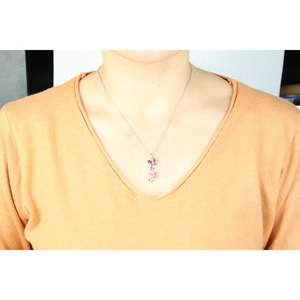 Nuevo diseño precio de fábrica individuación joyería de plata lindo 925 Plata Rosa cristal mariposa colgante collar - Product Image 6