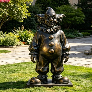 YOUFINE Statue de Clown en Bronze Grandeur Nature, Sculpture de Bouffon à Patine Antique pour Parc d'Attractions et Jardin - Product Image 4