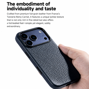 Étui de téléphone magnétique en cuir avec cadre métallique, antichoc et design gaufré, plusieurs couleurs pour 17/18 Pro Max - Product Image 3