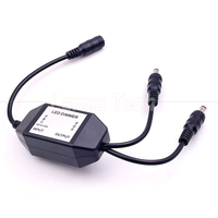 Kabel Splitter Daya DC 12V 1 Female ke 2 Male dengan Saklar Rotasi Pengontrol Dimmer LED, Konduktor Tembaga, Isolasi PVC untuk Lampu