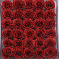 Rose artificielle réaliste en soie avec paillettes dorées, tête de fleur lumineuse, vente en gros, pour décoration de maison, mariage et fête