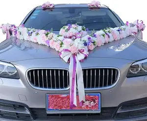 Fournitures de mariage Décoration de voiture Fleurs de simulation pour décoration de mariage Fleurs en forme de coeur