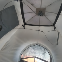 Tente de pêche sur glace d'hiver à ouverture rapide pour 2-3 personnes, abri de camping double couche avec cheminée