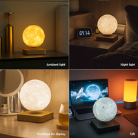 Lámpara Nocturna de Luna Levitante 360 °   Lámpara LED Magnética Flotante Giratoria de 3 Colores, Material ABS, para Decoración de Escritorio en Casa u Oficina