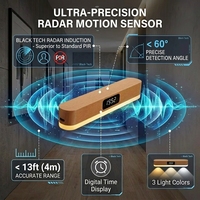 Lampe murale intelligente moderne en bois avec détecteur de mouvement radar, horloge numérique LED, commande tactile, écologique, à intensité variable, lampe de nuit magnétique