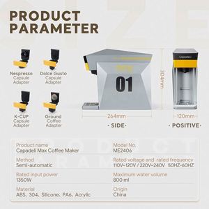 <span class=keywords><strong>Cafetera</strong></span> de Cápsulas 4 en 1 Capadeli, <span class=keywords><strong>Cafetera</strong></span> Espresso Multifuncional, Compatible con Cápsulas <span class=keywords><strong>Dolce</strong></span> <span class=keywords><strong>Gusto</strong></span> y Nespresso, y Café Molido - Product Image 5