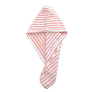 Haokey Bonnet de <span class=keywords><strong>cheveux</strong></span> secs super doux personnalisé Turban à séchage rapide et absorbant l'eau à rayures épaissies pour adultes <span class=keywords><strong>Serviette</strong></span> de <span class=keywords><strong>cheveux</strong></span> secs en velours corail - Product Image 4