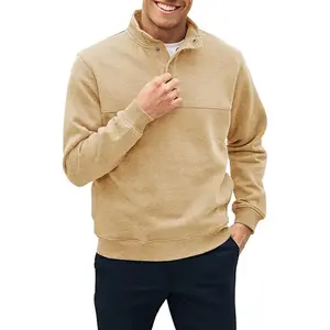 Mens Sweatshirts Jumper Sports Shirts Cotton Stand Collar Long Sleeve Henley Pullover Tops Workout Sweatshirtd-Up Collar