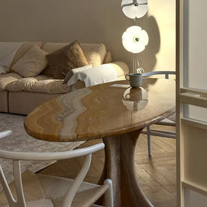 <span class=keywords><strong>Tavolo</strong></span> da Pranzo Ovale di Alta Gamma in Marmo Naturale con Base Artistica Integrata, Arredamento per Casa/Hotel - Product Image 4