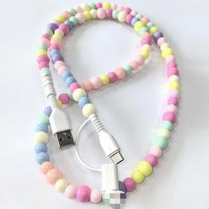 Câble de données USB-C vers USB-A fait main, coloré, avec perles, charge rapide, gaine en PVC durable, 1 m, <span class=keywords><strong>pour</strong></span> ordinateurs et téléphones mobiles - Product Image 6