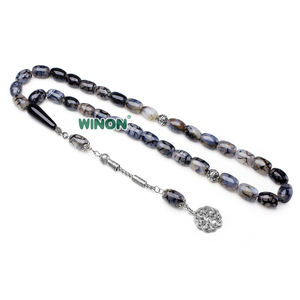 Resina de Ámbar Natural Negro Vena Dragón, Cuentas de Barril de 10x14mm, Cristal Curativo, Cuentas de Oración Musulmanas DIY, <span class=keywords><strong>Tasbih</strong></span>, Pulsera de Cuentas - Product Image 1