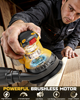 Ponceuse orbitale sans balais de 5 pouces à alimentation directe d'usine pour batterie 20V, 6 vitesses avec aspiration des poussières pour ponçage du bois