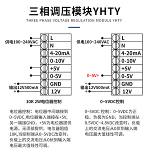โมดูลควบคุมแรงดันไฟฟ้าสามเฟส Yuanhuang Technology YHTY 100 240VAC 120A 200A โซลิดสเตตรีเลย์ - Product Image 1