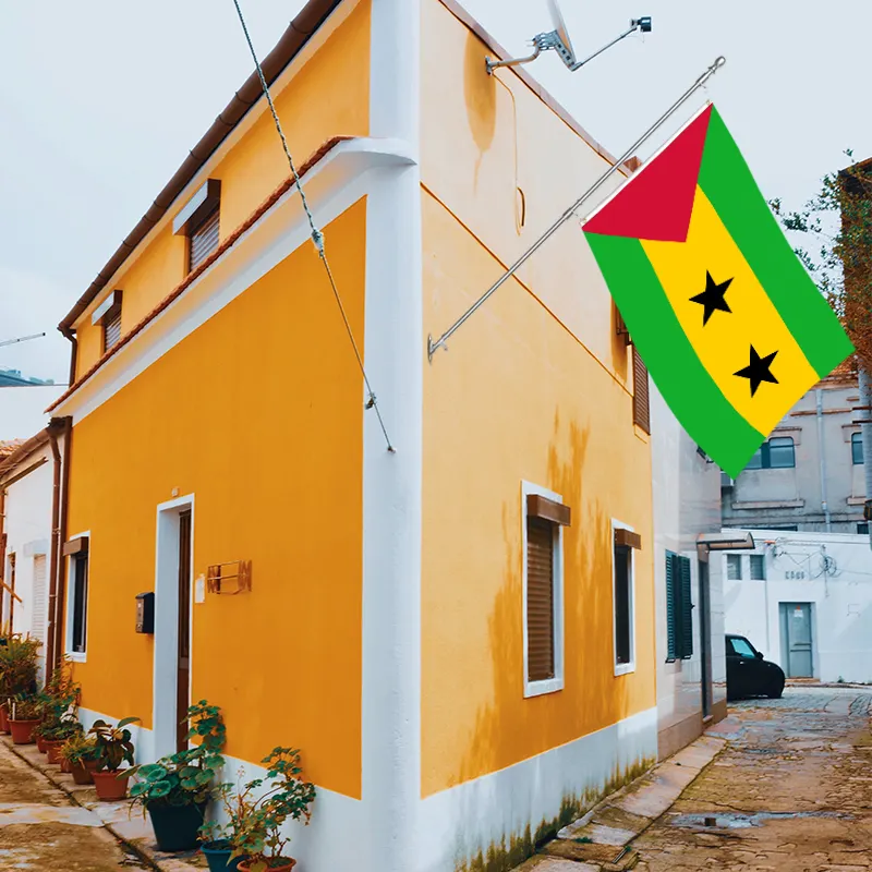 Venta al por mayor 3x5ft Santo Tomé y Príncipe banderas poliéster personalizar todas las naciones envío rápido proveedor confiable