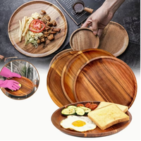 Ensemble de plateaux de service en bois, plateaux ronds pour le thé, le café, le petit-déjeuner, la cuisine, la salle à manger, la décoration de table du salon