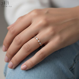 Anillo de Media Eternidad Apilable de Oro Rosa Sólido de 18K con Diamantes Naturales Reales, Diseño Moderno y de Moda, Regalo de Aniversario de Bodas para Mujer - Product Image 5