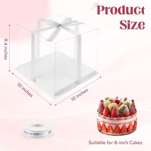 Wholesale Tall Transparent Plastic clear <b>Cake</b> Packaging <b>Box</b> square <b>Wedding</b> Pop Bakery <b>Cake</b> Display <b>Box</b> - Product Image 2