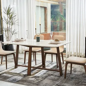 Nordic Minimalist Cafe Wohnzimmer möbel Quadratische Form Marmorplatte Esstisch Massivholz Esstisch