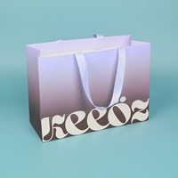 Sac en papier kraft de luxe avec logo personnalisé, dégradé, avec cordon de serrage, recyclable, emballage haut de gamme pour vêtements, cadeaux, artisanat, bougies