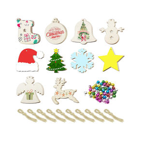 Ornements de Noël en bois, tranches de bois non finies avec trous pour enfants, centres de table de bricolage pour arbres de vacances suspendus - Product Image 1