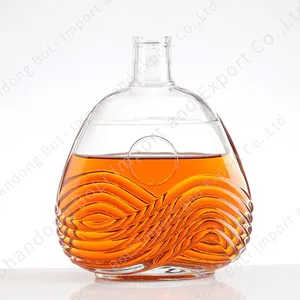 Kaliteli özelleştirilmiş cam şişe şeffaf cam şişe brendi viski votka rom Gin için Tequila votka 700ml 750ml 1000ml