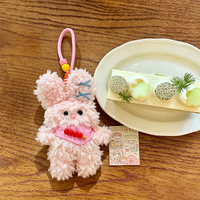 En gros Porte-clés en peluche lapin bouclé mignon avec jupe écossaise, pendentif animal pour sac et décoration de sac à dos, cadeau surprise