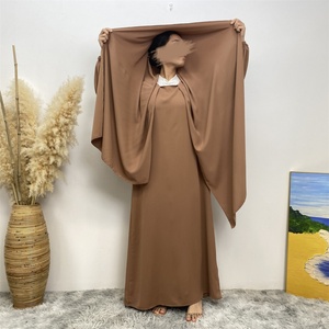 6675 PK# Newest Come <b>Back</b> Design Smooth Nida Scarf Sewn Together With Dress Women Muslim Prayer Khimar Abaya Dress - Product Image 5