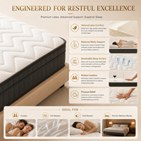 Matelas hybride en latex King Size, mousse haute densité, ressorts, matelas enroulable dans une boîte pour les chambres d'hôtel