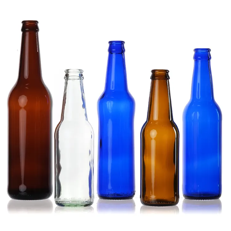 Wholesale Glass Beer Bottles Long Neck Glass Beer Bottle with Crown Cap