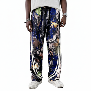 กางเกงวอร์มผ้าคอตตอนน้ำหนักเบากันลมสำหรับผู้ชายทรงตรงทรงหลวมลายพรางมีเชือกรูดสีพื้นฮิปฮอป - Product Image 1