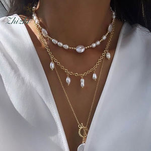 Самое популярное изящное многослойное женское ожерелье с неровными жемчужинами и позолотой для романтических свиданий - Product Image 3