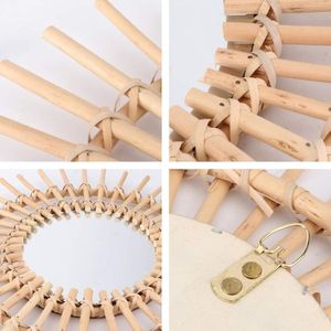 Specchio da Parete Rotondo Boho in Rattan con Cornice Intrecciata Naturale, Specchio Decorativo per Soggiorno e Camera da Letto - Product Image 6