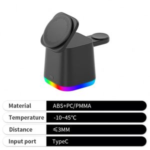 แท่นชาร์จไร้สายแม่เหล็กแบบพับได้ 4-in-1 กำลังไฟ 15W พร้อมไฟ RGB และแท่นชาร์จเร็ว - Product Image 3