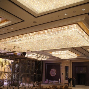 Lampadario di cristallo moderno LED per il <span class=keywords><strong>soffitto</strong></span> basso forma quadrata per le sale riunioni dell'hotel - Product Image 2