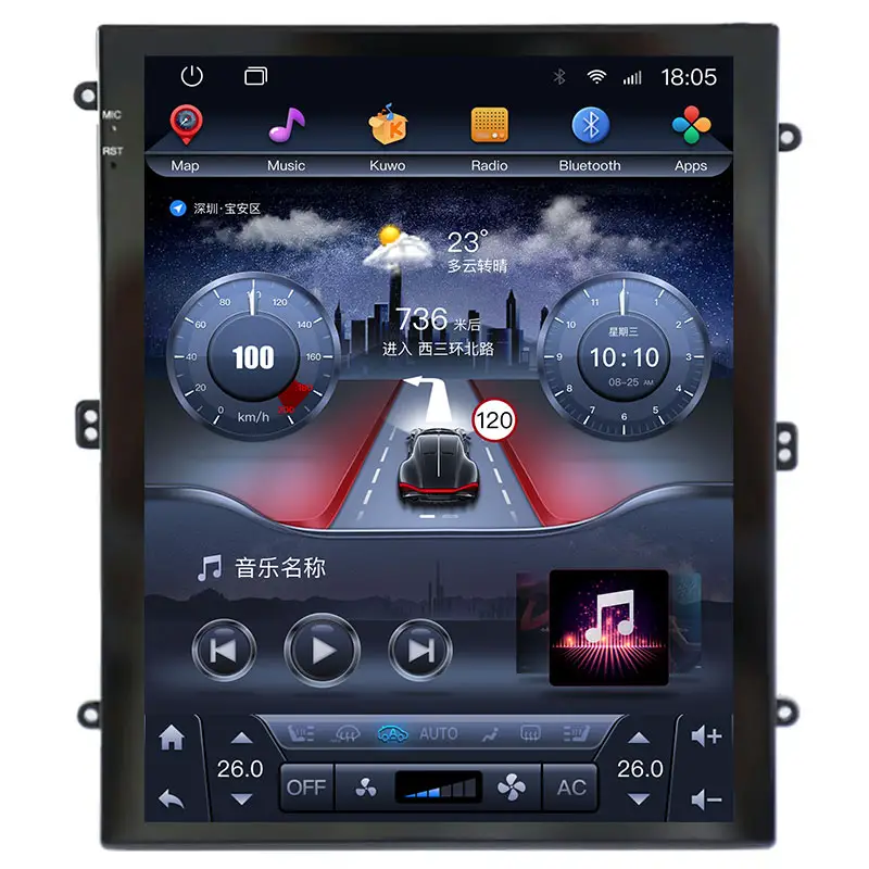 Layar tampilan Hd 9 inci Dvd Gps mobil Android pelindung matahari LCD layar sentuh tampilan mobil melengkung