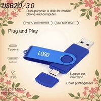 Grosir Pabrik ponsel komputer mobil Dual guna Usb 2.0 Flash Drive 128MB-128G logo kustom logam berputar Usb
