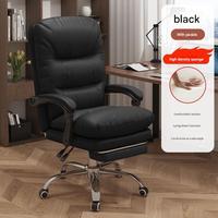Chaise de bureau exécutive ergonomique moderne en cuir PU, hauteur réglable, repose-pieds, soutien lombaire, base en nylon, utilisation hospitalière, saine