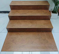 Carreaux de marches d'escalier en porcelaine effet bois naturel, antidérapants, surface rugueuse, 1200x470 1500x470mm