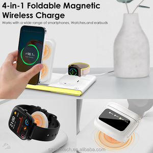 2025 Du Lịch Đối Tác 3 Trong 1 Sạc Không Dây Có Thể Gập Lại Xách Tay 15W Nhanh Chóng Không Dây Sạc Đứng Máy Tính Để Bàn Dock Với Ánh Sáng Ban Đêm - Product Image 3