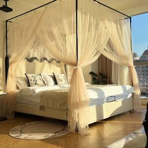 <b>Princess</b> Lace Mosquito Net Full Size 4 Corners Canopy <b>Bedding</b> for Bedroom Dormitory Protection - Product Image 1