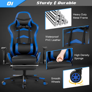 <span class=keywords><strong>Silla</strong></span> Ergonómica Reclinable Ajustable de Piel Sintética Giratoria para Juegos de PC con Reposapiés, Suministro del Fabricante AJUNION - Product Image 4